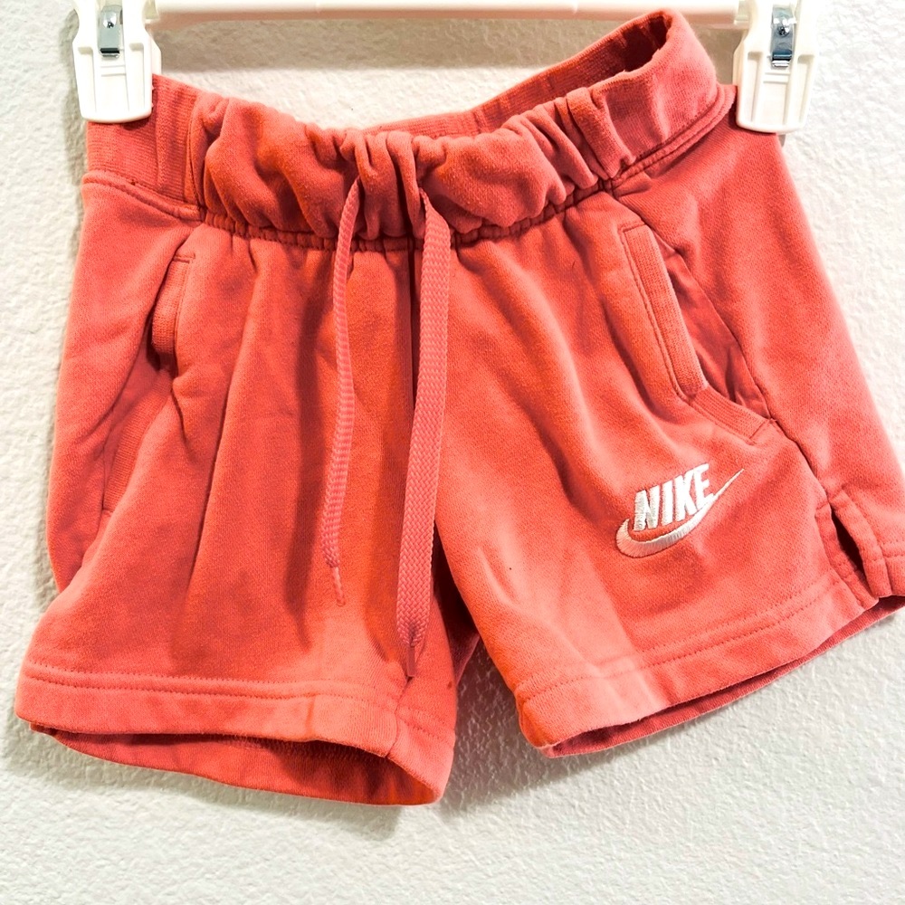 Girls Nike cotton shorts. Melon colored. Girls size XS/8.